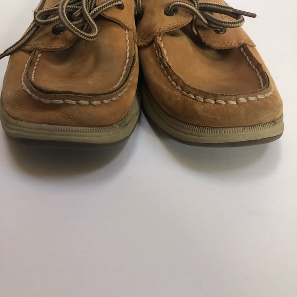 Kids Sperry top-sider Intrepid deck shoes size 3. Brown/tan in color. Leather - Picture 6 of 8